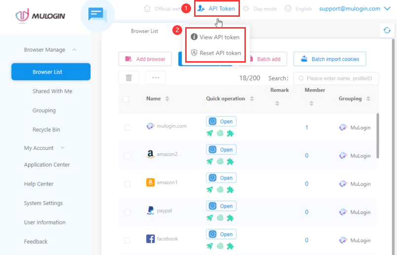 How to reset API Token? | MULOGIN DOC